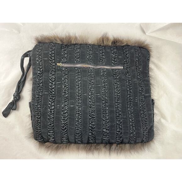 Genuine Mink Fur Muff Hand Warmer Zipper Pocket Coin Purse Wristlet Vintage 40s - Picture 2 of 7